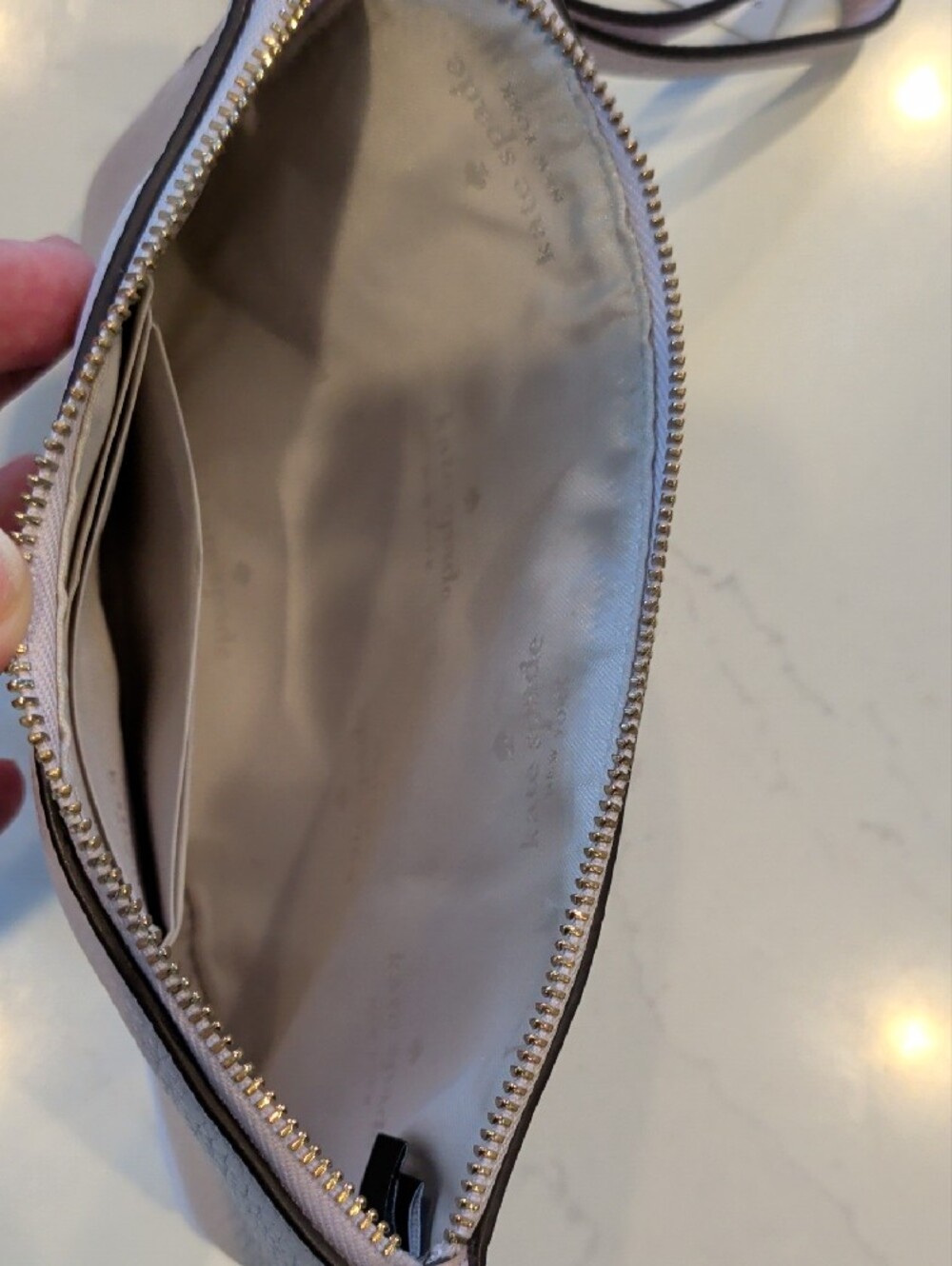 kate spade Lilac Pebble Leather Wristlet with Gold Logo - Picture 5 of 10
